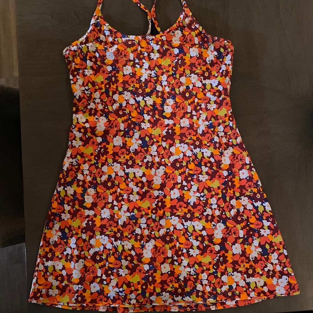 Outdoor Voices Orange Pattern Exercise Dress